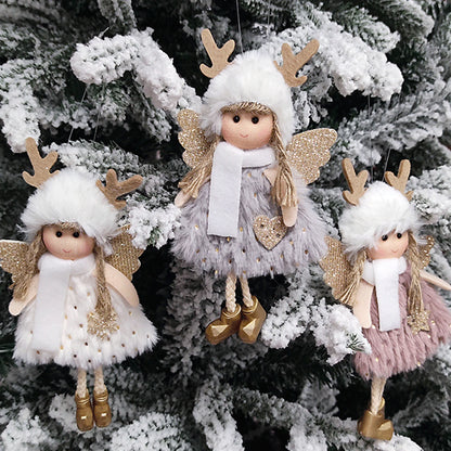 Christmas Tree Decoration Gift Charm Decorations Charms Pendants Angel Light Weight Cute Plush Angel 8X16cm Home Xmas Navidad