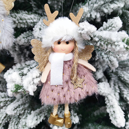 Christmas Tree Decoration Gift Charm Decorations Charms Pendants Angel Light Weight Cute Plush Angel 8X16cm Home Xmas Navidad