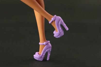 10 Pair / Lot New Black High-Heel Shoes for Barbie Doll  High Quality Princess Doll Boot 5 Color Available