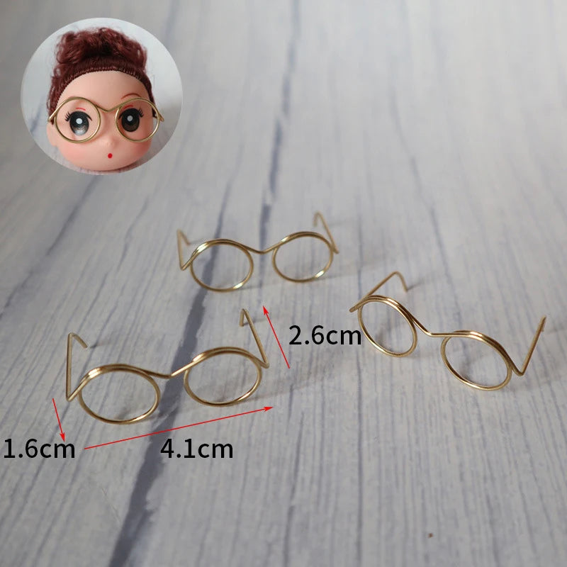 5pcs Cute Round Doll Glasses Frame for Bjd Fashion Plush Toy Glasses Dolls DIY Accessories Dress Up Toys for Girls