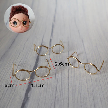 5pcs Cute Round Doll Glasses Frame for Bjd Fashion Plush Toy Glasses Dolls DIY Accessories Dress Up Toys for Girls