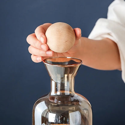 JINYOUJIA-Nordic Glass Carafe Water Pitcher With Wood Lid, Kettle, Drinking Cup, Tea Pot, Juice Jug, Household Drinkware