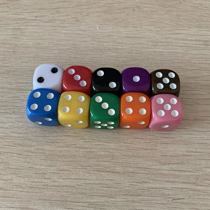 10pcs/Lot Dice Set 10 Colors  Solid Acrylic 6 Sided Dice  Club/Party/Family Games