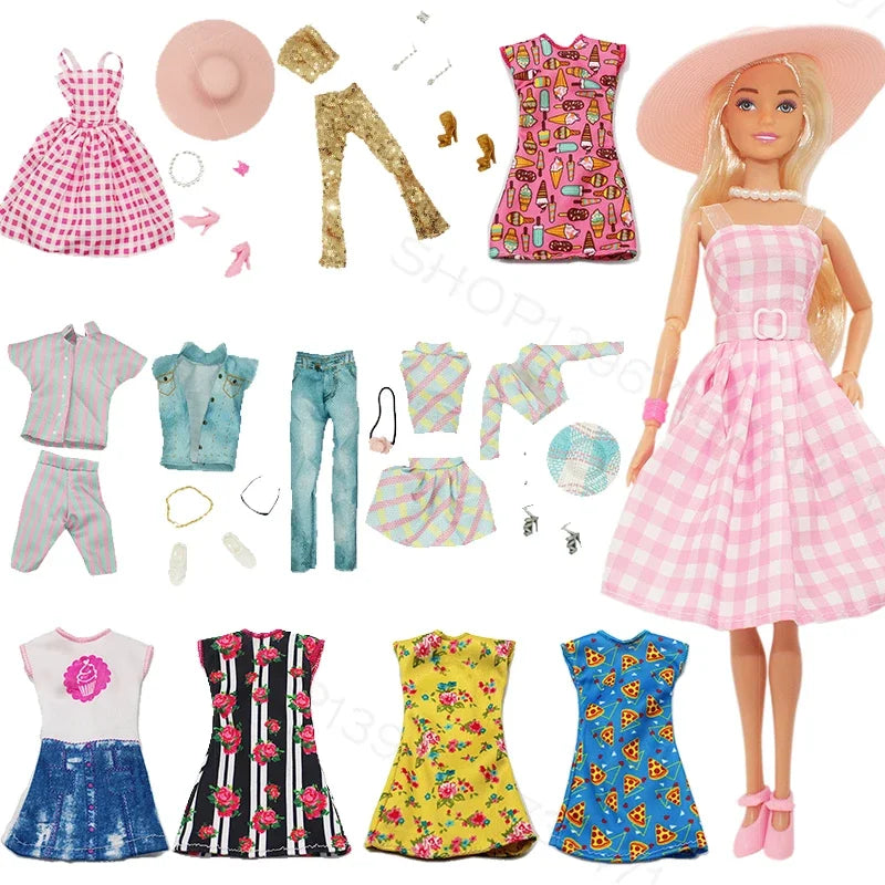 Fashion Clothing for Barbie Ken Dolls Clothes Movie Dress Up Denim Pants Set 1/6 Princess Skirts Bjd Toys for Girls Accessories