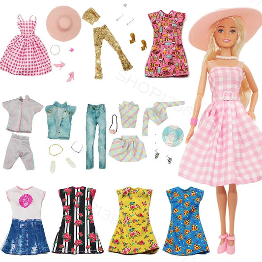 Fashion Clothing for Barbie Ken Dolls Clothes Movie Dress Up Denim Pants Set 1/6 Princess Skirts Bjd Toys for Girls Accessories