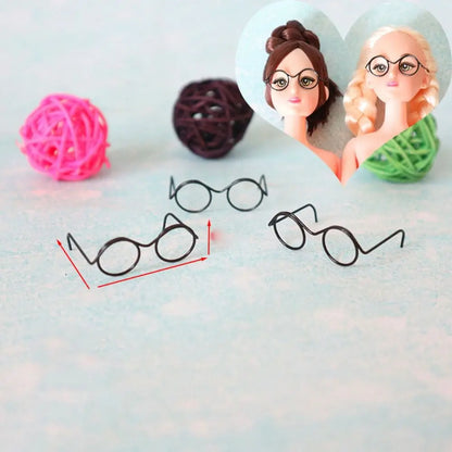 5PCS Retro Metal Round Doll Glasses Frame Lensless Miniature Eyewear Great Collection Cool Eyeglasses for Blythe Doll Accessorie