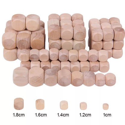 10pcs D6 6 Sided Blank Wood Dice for Party Family DIY Games Printing Engraving Kid Toys
