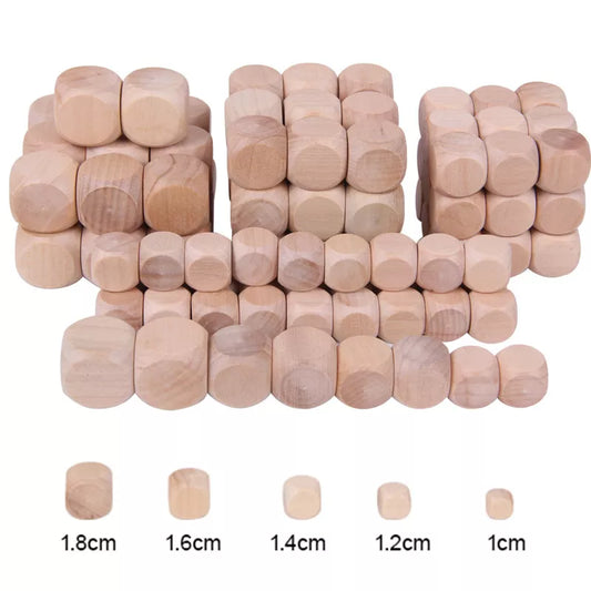 10pcs D6 6 Sided Blank Wood Dice for Party Family DIY Games Printing Engraving Kid Toys