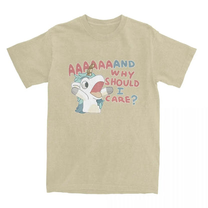 Men Women's T Shirt Why Should I Care Unicorse T-Shirts Harajuku Hot Anime Blueyed Beach Tees Y2K Basic Pattern 100 Cotton Tees