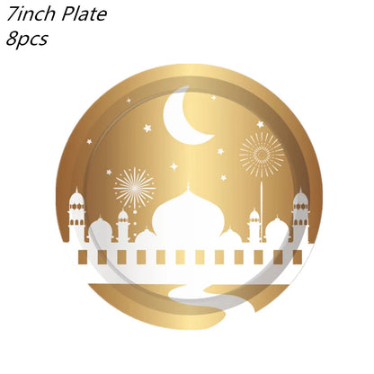 2022 Eid Mubarak Disposable Tablecloth Table Runner Banner Balloons Islamic Muslim Party Decor Ramadan Kareem Eid Al Adha Gift