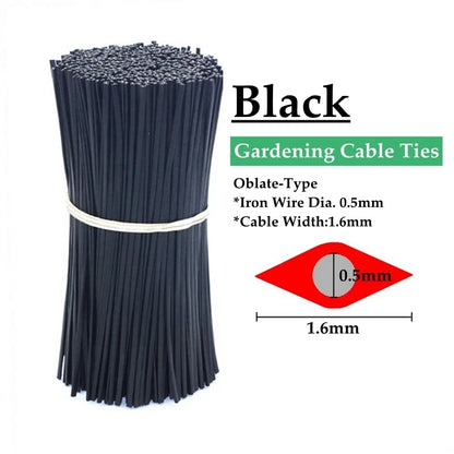 100pcs Gardening Cable Ties Reusable Oblate Iron Wire Bonsai Flower Cucumber Vine Climbing Plants Cable Tie