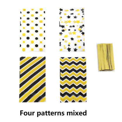 25pcs Colorful Plastic Candy Gift Bags Stripes Snack Bag Christmas Gift Bags for Biscuit and Cookie Birthday Party Favors Bag