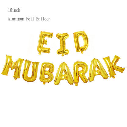 Black Gold Umrah Mubarak Latex Confetti Balloon Eid Mubarak Islamic Muslim Pilgrimage Festival Party Decor  Supplies
