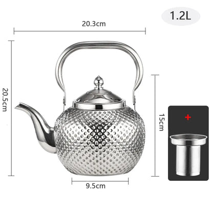 1.2/1.5/2l Teapot 304 Stainless Steel Water Tea Kettle Induction Cooker Stove Tea Pot Drinkware Kitchen Accessories