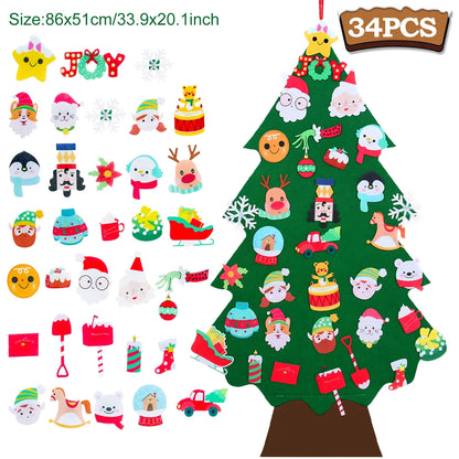 Kids DIY Felt Christmas Tree Merry Christmas Decorations for Home 2023 Christmas Ornaments Navidad 2024 New Year Gifts Xmas Tree