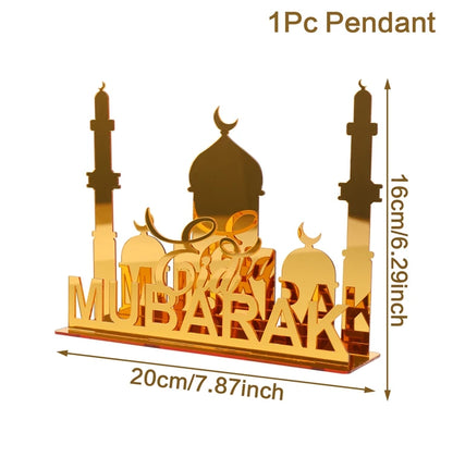 Ramadan Tray Table Centerpieces Plate Acrylic Ramadans Eid Mubarak Decorations for Home 2024 Islam Muslim Festival Party Gifts