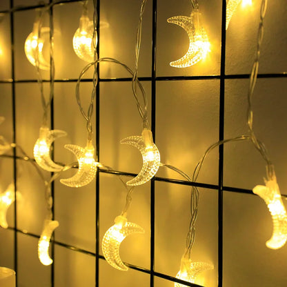 Eid Mubarak Moon Star LED Light String Eid Islamic Muslim Party Supplies Kareem Ramadan Decoration for Home Eid Al-Fitr Ornament