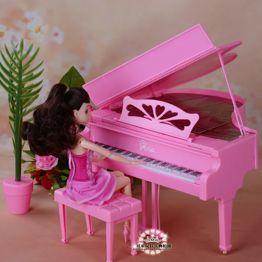 Dolls Accessories New Furniture Pink Simulation Piano for Barbie Doll Toy Diy Play Sets Children Girls Birthday Gifts