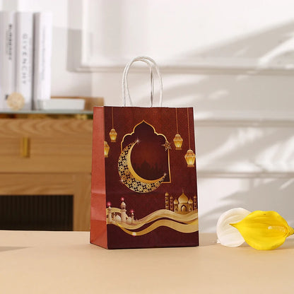 4pcs Eid Mubarak Gift Bags Ramadan Kareem Eid Mubarak Decoration Candy Cookie Packing Pouch Islamic Muslim Party Decor Supplies