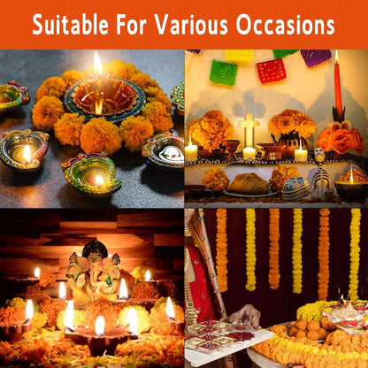 10-100pcs Marigold Flower Garland Decoration Artificial Flowers Indian Decor Diwali Pooja Day of the Dead Wedding Mexican Party