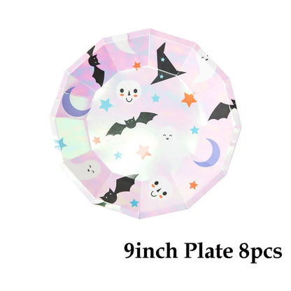 Halloween Party Decoration Ghost Plates Napkins Disposable Tableware Halloween Decoration Supplies