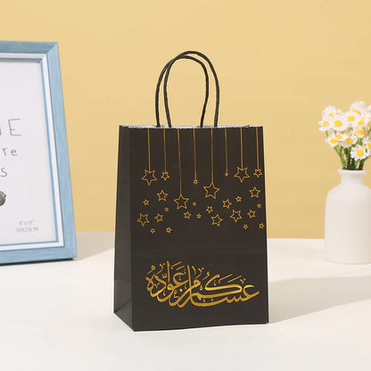 5/10pcs Ramadan Candy Bags Eid Mubarak Star Gift Bags Ramadan Kareem Eid Al-Adha Party Decorations Cookies Biscuit Treat Bags