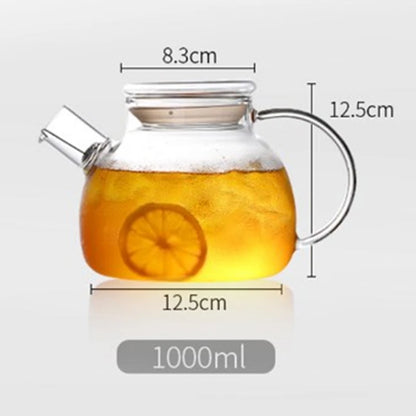 1/1.6/1.8l Transparent Borosilicate Glass Teapot Heat-Resistant Large Clear Tea Pot Flower Tea Set Puer Kettle Office Home Tool
