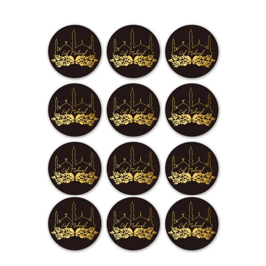 60Pcs Ramadan Kareem Eid Al-Fitr Decorative Stickers Blessed Eid Mubarak Muslim Religion Festival Decor Food Gift Bag Sealing