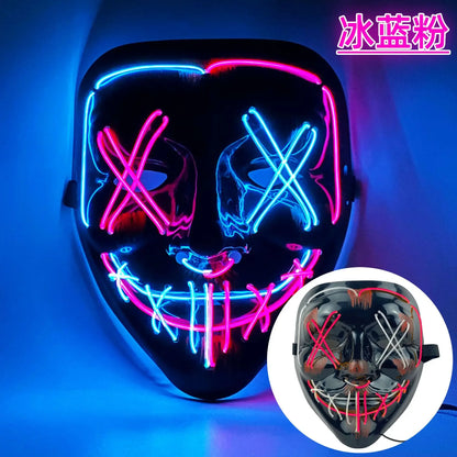 Wireless Halloween Neon LED Purge Mask Masque Masquerade Party Masks Light Grow in the Dark Horror Mask Glowing Masker