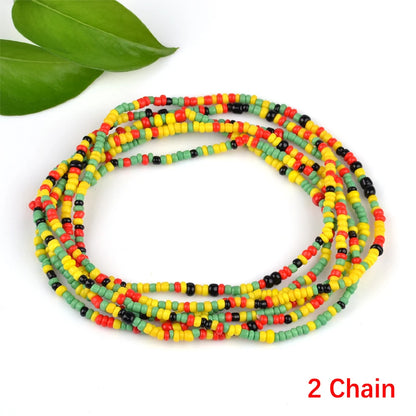2022 Bohemia Double Layer Beads Belt Body Chain Women Summer Sexy Bikini Beach Waist Chain Charms Vintage Dress Waistband Belts