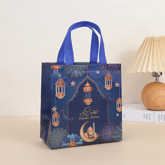 2024 Ramadan Kareem Gift Bags Nonwoven Candy Cookie Snack Packaging Bag Box Eid Mubarak Muslim Islamic Festival Party Supplies
