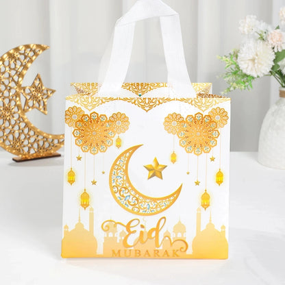 4Pcs Eid Mubarak Gift Bag Ramadan Decor 2024 Nonwoven Pouch Cookie Candy Packaging Bags Muslim Islamic Ramadan Kareem Supplies