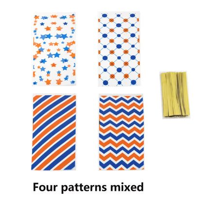 25pcs Colorful Plastic Candy Gift Bags Stripes Snack Bag Christmas Gift Bags for Biscuit and Cookie Birthday Party Favors Bag