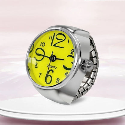 Steel Fun Vintage Punk Quartz Finger Pocket Watch Ring for Women Men Goth Clock Rings Digital Watch Elastic Stretchy Rings Gifts
