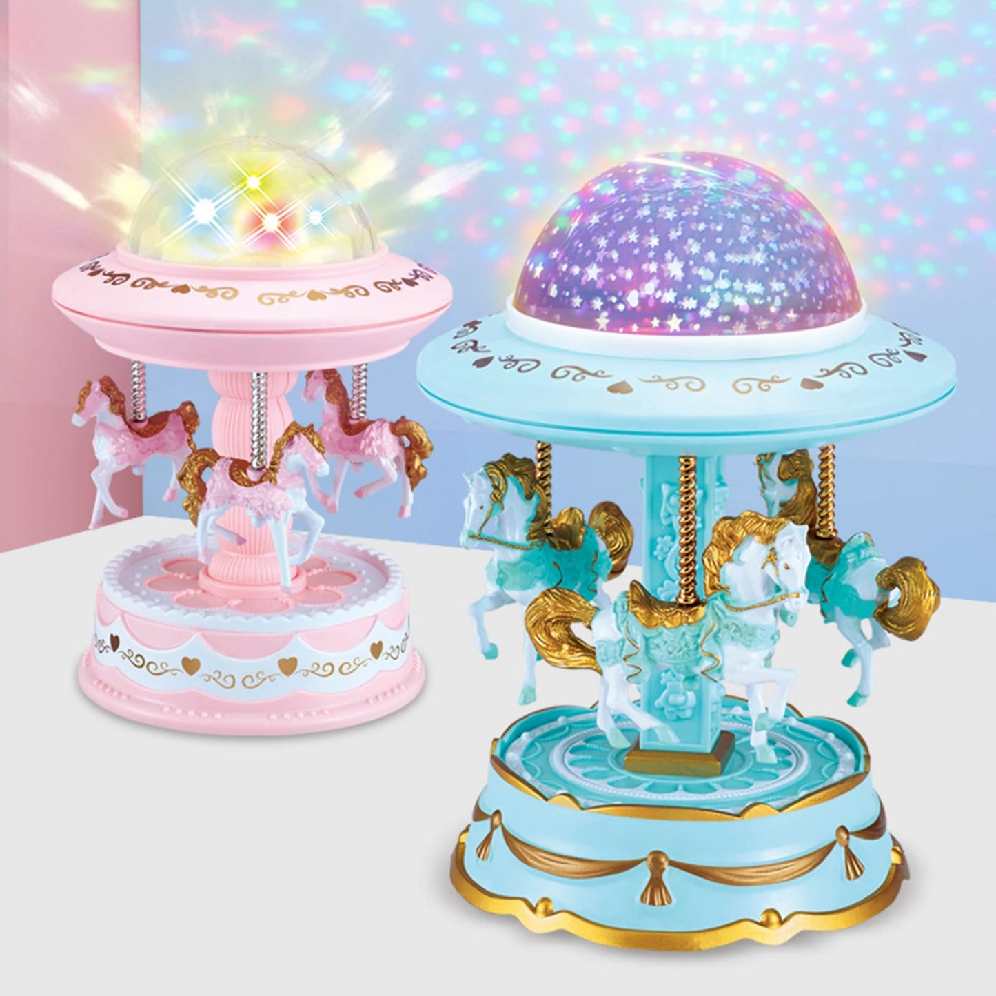 New Carousel Horse Music Box Resin Merry-Go-Round Musicical Box Home Desktop Decoration Kids Christmas Birthday Gift