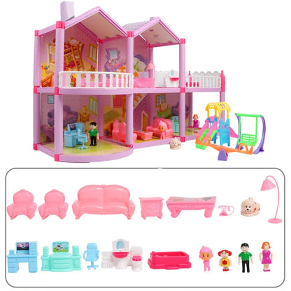 New DIY Family Doll House Dolls Accessories Toy With Miniature Furniture Garage DIY Doll House Casa Toys for Girls Birthday Gift