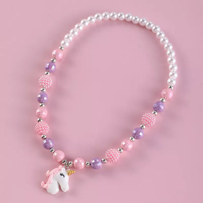 Makersland Kids Necklaces for Girls Ice Cream Pendant Beaded Resin Necklace Candy Color Cartoon Cute Jewelry Christmas Presents