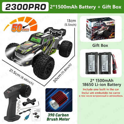 1:16 70km/H or 50km/H 4WD RC Car With LED Remote Control Cars High Speed Drift Monster 4x4 Truck for Kids Toy 2300PRO 2300MAX
