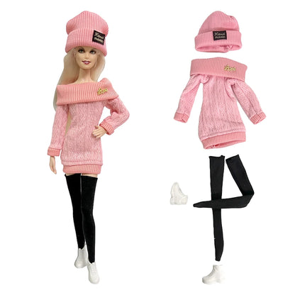 1 Pcs Fashion Hoodie Dress  for Barbie Doll Clothes Winter Jacket  Parka Coat Outfit for 1/6 BJD Doll Accessories JJ