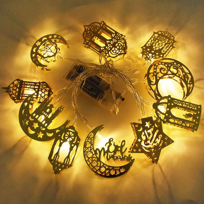 Moon Star Led String Lights EID Mubarak Ramadan Kareem Decoration for Home Islam Muslim Event Party Supplies Eid Al-Fitr Decor