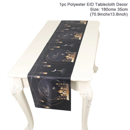 EID Mubarak Table Runner Ramadan Decorations 2024 for Home Tablecloth Ramadan Kareem Eid Al Adha Islamic Muslim Party Decoration