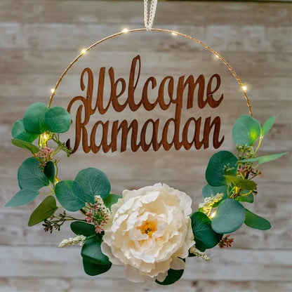 Ramadan Eid Mubarak Decorations for Home Iron Metal Wreath Hoop Islamic Muslim Festival Party Door Decor Ramadan Kareem Deco