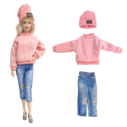 1 Pcs Fashion Hoodie Dress  for Barbie Doll Clothes Winter Jacket  Parka Coat Outfit for 1/6 BJD Doll Accessories JJ