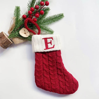 Christmas Socks Snowflake Alphabet Letters Christmas Knitting Stocking Christmas Tree Pendant Decoration for Home Xmas Gift 2024