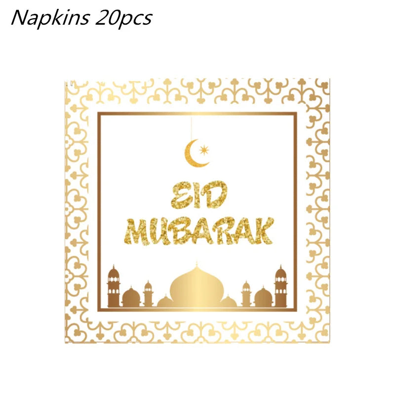 2022 Eid Mubarak Disposable Tablecloth Table Runner Banner Balloons Islamic Muslim Party Decor Ramadan Kareem Eid Al Adha Gift