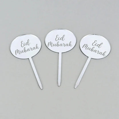 5/10pcs Eid Mubarak Acrylic Cupcake Topper Gold Ramadan Kareem Cake Topper Islamic Muslim Festival Party Cake DIY Decorations