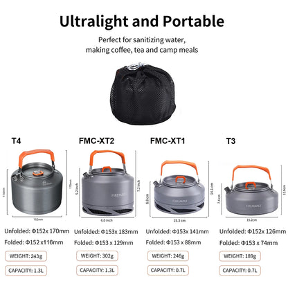 Fire Maple Hiking Teapot Outdoor Camping Cookware Heat Exchanger Pinic Kettle Tea Coffee Pot 0.8l/1.3l With Filter FMC-XT2