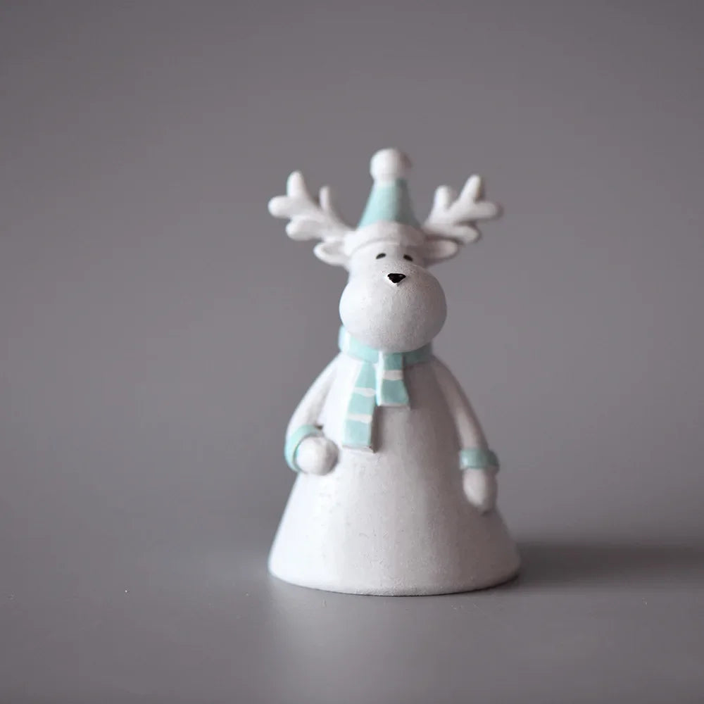 Santa Claus Elk Ornament Christmas Home Desktop Decoration Resin Figurines Entryway Crafts Gifts for Kids