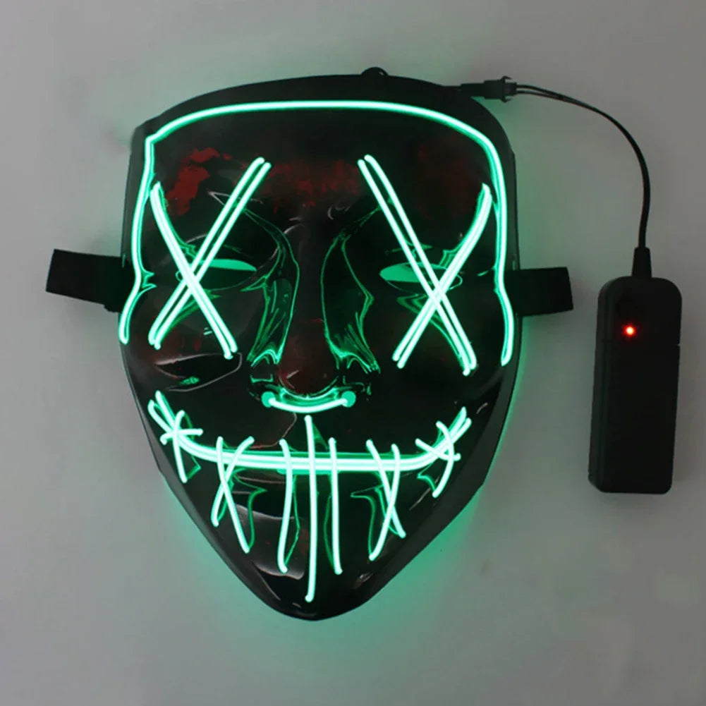 Wireless Halloween Neon LED Purge Mask Masque Masquerade Party Masks Light Grow in the Dark Horror Mask Glowing Masker