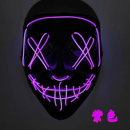 Cosmask Halloween Neon Mask Led Mask Masque Masquerade Party Masks Light Glow in the Dark Funny Masks Cosplay Costume Supplies